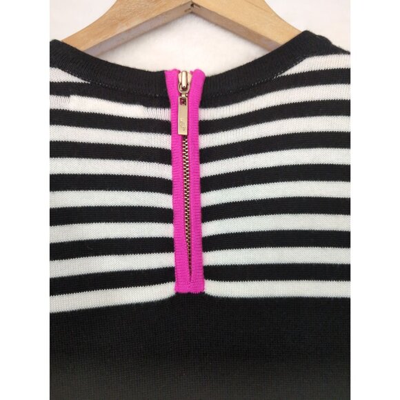 Eliza J Dress Womens 4 Petite Black White Knit Short Sleeve‎ Sheath Preppy - Picture 7 of 13